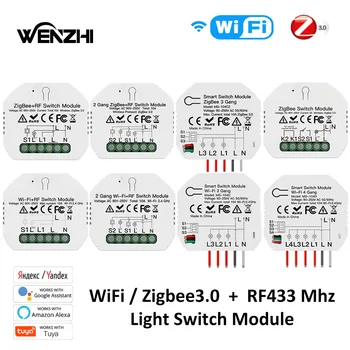 Wifi Zigbee 3,0 Модул Прекъсвач Светлина RF 433 Mhz Реле за Автоматизация Безжично Дистанционно Управление Smart Life, Sasha Алекса Google Home Mose