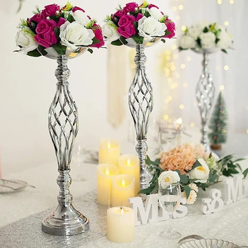 Метална ваза с цвете, свещник, централните елементи на маса, пътен полето метален свещник за декор на сватбени партита