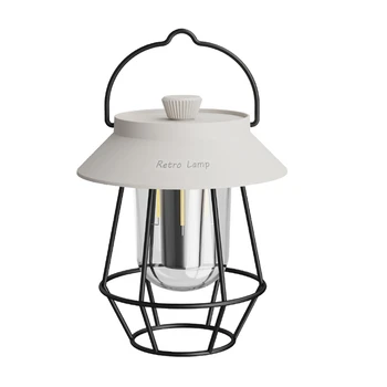Търговец на Преносим фенер за къмпинг в ретро стил, Акумулаторна Фенерче с метална дръжка, Ретро лампа, Окачена лампа за палатка на открито