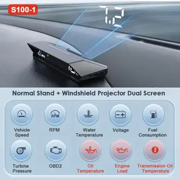 Авто централен HUD дисплей Сензор за Температура на компютъра шофиране OBD2, Скоростомер, централен дисплей, Аксесоари за автомобилна електроника