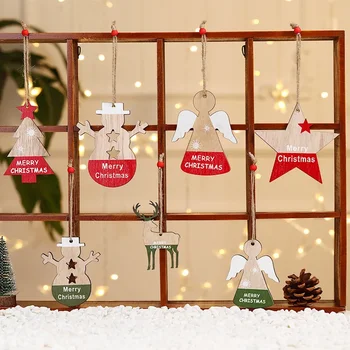 Коледна украса за Окачване с рисувани от рождественскому дърво, декоративни висулки за детски подаръци, висулки във формата на елхи