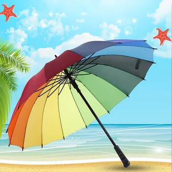 Преносими цветни / обикновена чадъри с дълъг стълб, многофункционални двойни чадъри за мъже и жени