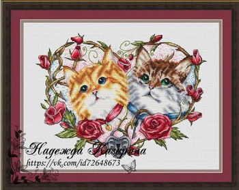 Комплекти за бродерия Two Love Cats 36-29, комплекти за бродерия на кръстат бод, хлопчатобумажный батист САМ homefun embroidery Shop15