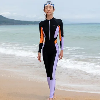 Женски бански 2024, пълнозърнести панталони с дълги ръкави, водолазный костюм за сърф, утягивающий и затварящ корем голям размер