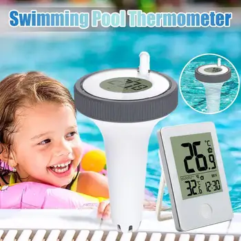 Термометър за летен басейн Безжична Дигитална за измерване на плуване Термометър за риба, Спа-салони за Аквариуми LCD басейн F2s3