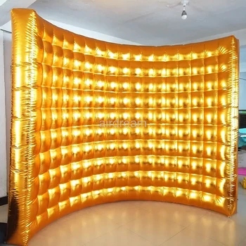 Безплатна доставка на 10 метра Сребърен и Златен Надуваем Фон на Стената Фотобудки Надуваем Фон на Стената За Реклама на Сватбени Партита