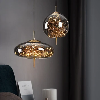 Полилей от скандинавския стъкло, Луксозни Творчески висящи лампи, декорация на всекидневна, малка странична лампа за спални