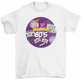 Аз обичам 80-те, обичам осемдесетте, Реколта Ностальгическая рок тениска на 1980-те с дълъг ръкав