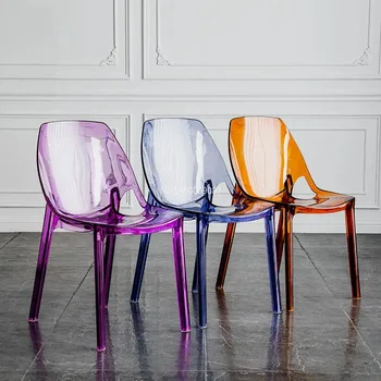 Скандинавски прозрачен дизайнерски стол за хранене princess класически минималистичен пластмаса окото магазин за чай с червено мляко ins столове за почивка