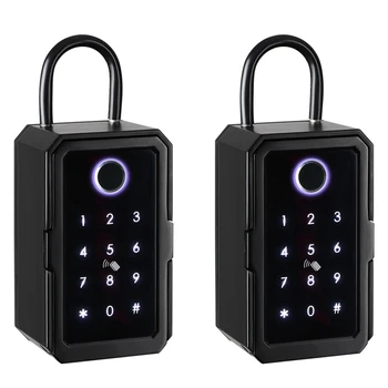 2 шкаф за ключове с код, сейф за ключове на открито / на закрито, сейф за ключове с пръстови отпечатъци за дома / гараж /офис (Bluetooth)