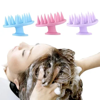 Инструмент за масаж на главата Силиконовата четка за масаж на косата и кожата на главата, гребен, шампоан, четка за коса за измиване на коса, четка с вълшебна химикалка, спа-масажна четка