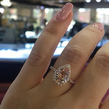 Пръстен с ореол от розово злато в стил ар-деко, Антикварное Годежен пръстен, пръстен с камък на раждане, пръстен за задължения, Размер на 5-10