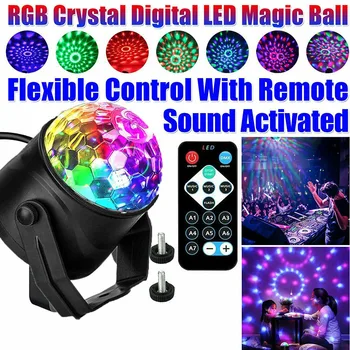 Звук RGB, Въртяща се диско-Лазерен лъч, Цветни led с лампа с мощност 5 Вата, DJ Party Light, Проекторная лампа за семеен коледен фестивал KTV Pub