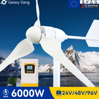 Galaxy Gang 6000 W Комплект Вятърна Турбина с Мощност 6 кВт с 3 Остриета 12V 24V 48V С Контролер MPPT Автономна Инверторная Система За Използване на Hme