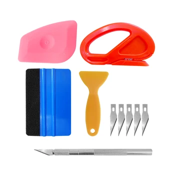 Набор от инструменти за винил фолио, набор от инструменти за чистачи за винил, Определени за изглаждане на тапети за автомобилни стикери, Инструмент за инсталация с перочинным нож за прозорци