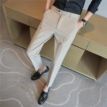 Реколта Костюмные панталони с еластичен ластик на талията, мъжки Модерни Панталони на Ежедневните бизнес панталони, Офис Социални панталони, Мъжки дрехи, лято 2023 г.