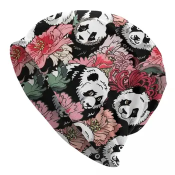 Защото панда цвете, черепа, шапки, шапка, мечка, сладки животни, есен-зима, мъжки, дамски, градинска, топла, с мирис, вязаная хет-капор