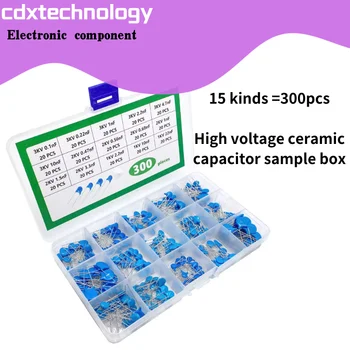 кутия за проби на високо керамични кондензатори 15 вида 1K, 2K, 3K, кутия за проби керамични кондензатори 0,1 nF-22nF