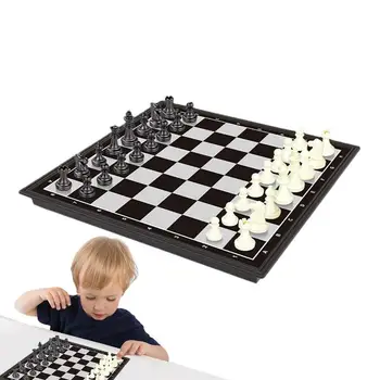Пътен Шахматен Комплект Магнитни Сгъваем Магнит Игра Шах Набор от Преносими Шах Набор от Настолни игри 9,8X9,8 инча модул за Обучение Монтесори