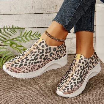 Леопардовые Лоферы на равна подметка, Дамски Ежедневни спортни обувки от окото 2024 година, Пролетта Дишащи маратонки за бягане, Нова марка за разходки Zapatos Mujer
