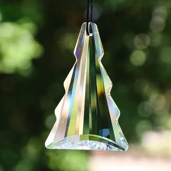 75-Миллиметровая лазерна граненая призма, стъклена Геометрия елхи, Прозрачен кристален полилей, Детайли за лампи и висулки, Искрящи ловец на слънцето