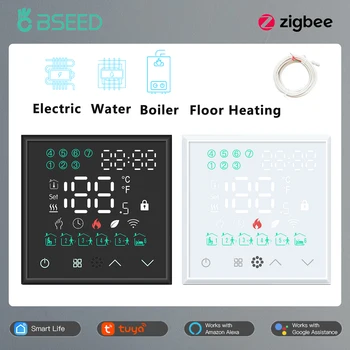 Термостат BSEED Zigbee, регулатор на стайна температура, Електрически етаж водонагревательный газов котел, Домашно детайли, Стъклен панел, Пластмасова рамка.