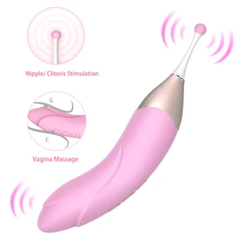 Секс-играчка за стимулация на зърната и клитора За жени, Масаж на вагината с две глави, високочестотен вибратор в точка G, Мощен вибратор