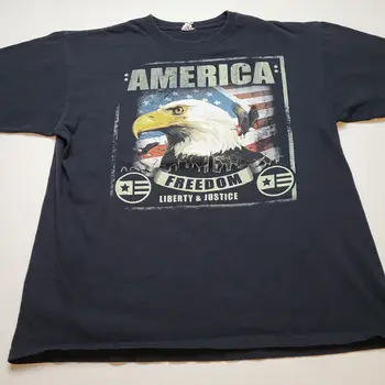 Тениска America Bald Eagle Freedom мъжки XL, черна тениска Liberty Justice 65
