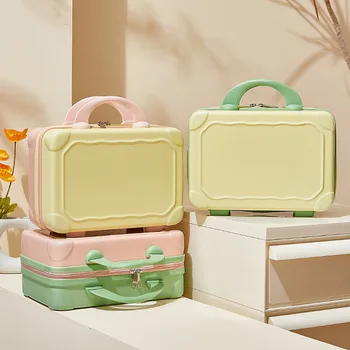 Косметичка Macaron Colors, Модерен Универсален Малко Сладък Куфар с Цип, Корейската Версия, Ежедневни козметични чанти Голям капацитет