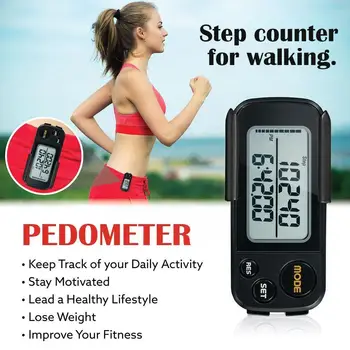 Крачкомер Стъпки ходене 3d Цифрови крачкомери Стъпки, мили, Засилване на часовник, електронен брояч, женски джобен хронометър, упражнение V4x6