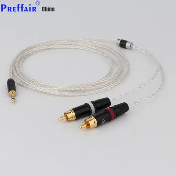 Аудио кабел-адаптер 3,5 мм, от стерео до 2 RCA, 8-жилен аудио кабел с медна посеребрением 7N OCC