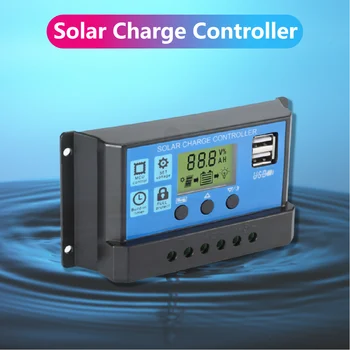 30A PWM Автоматично слънчев контролер за зареждане на 12 v/24 В Слънчев регулатор USB 5v Регулатор на батерията контролния панел Интелигентен LCD дисплей