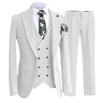 Мъжки бизнес Ежедневието на сватбен оборудвана костюм, комплект от 3 теми, яке, Панталони, жилетка, мъжко сако, палто, Панталони, жилетка Ropa ал Hombre