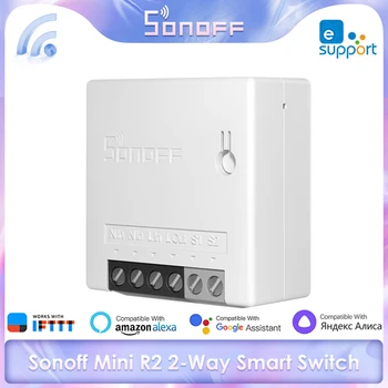 SONOFF Mini R2 2-канален WiFi Smart Switch Умни къща със Собствените си ръце Чрез приложение Ewelink / Гласово дистанционно управление на Работата с Алекса Google Home