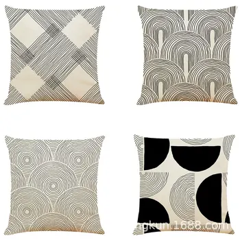 Художествена линия, геометрична калъф за възглавница от памук и лен, мека мебел възглавница, домакински възглавница