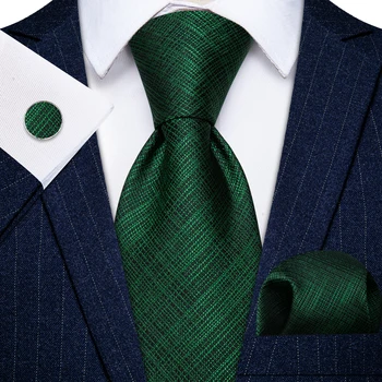 вратовръзка Мъжки Луксозен Вратовръзка 8 СМ, Зелени Монофонични Носна Кърпичка, Комплект копчета за ръкавели за Бизнес Партита, Сватби, Класически Копринени Вратовръзки за Мъжки Подарък