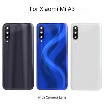 Делото на Задната Врата За Xiaomi Mi A3 M1906F9SH M1906F9SI Задната със Стъклен Капак на Отделението за батерията с Обектива на Камерата