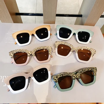 Детски слънчеви очила, декоративни очила квадратна форма, със защита от ултравиолетови лъчи, реквизит за снимки за момчета и момичета