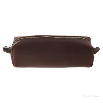 Чанта за дръжки от естествена кожа ръчно изработени M17F, калъф за моливи с цип, реколта квадратна кутия за съхранение на канцеларски материали, училищен подарък