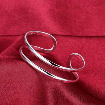 Гривни-маншети от сребро 925 проба проста форма за жени, луксозни ретро-гривни, украси за сватбени партита, Коледни подаръци GaaBou