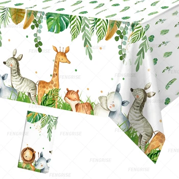 Животни От Джунглата, За Еднократна Употреба Покривка Джунглата Рожден Ден Украси Сафари Рожден Ден Доставка На Детски Душ Джунглата Декор