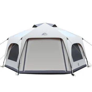Туризъм гъби шатра на открито за 6-10 души, преносим сгъваема, удебелена, защитени от слънце и дъжд, със сребърно покритие за пикник