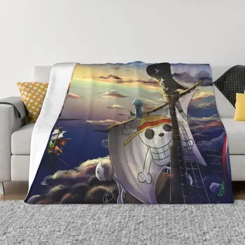 Одеяло в клетка с аниме One Peace, лесно Дышащее Декоративна покривка за спално бельо, канапе