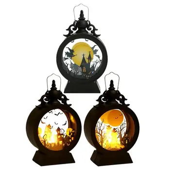 Ретро Led фенер-свещ за Хелоуин, фенерите за носене в ретро стил, Европейски Свещник, Вятърни Светлини, Тиквен Фенер