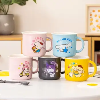 Kawaii Sanrio Hello Kitty Порцеланова Чаша Kt Аниме Фигурка на My Melody Cinnamoroll 360 мл Чаша За Вода, Кафе, Мляко Напитки За Закуска Дете