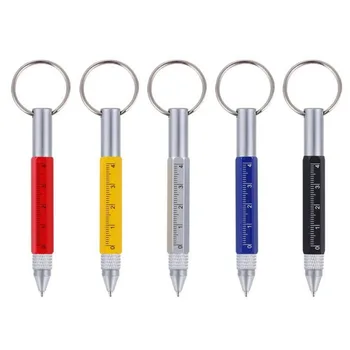 Многофункционална химикалка писалка 6 В 1, стилус, инструмент за сензорния екран, малки копчета-ключодържатели, Метални отвертка, с алкохолно ниво