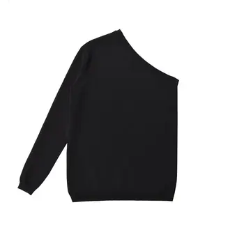 Женски нов модерен асиметричен вязаный пуловер, реколта ежедневни дамски пуловери с дълъг ръкав и по-отворени рамене, шик върховете