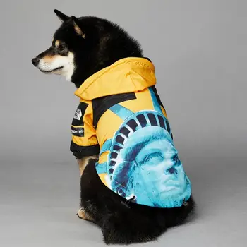 Ветрозащитная дрехи за кучета от полиестер, регулируема топлия дъждобран за по-големи кучета, водоустойчив с завязками, палта за кучета на открито