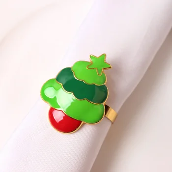 Коледен подарък 6 бр., метален пръстен за салфетки Дядо Коледа, пръстен за салфетки, обтегач за салфетки, празнична украса, подаръци на едро