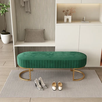 Скандинавска кадифе пейка столче за смяна на обувки, мека табуретка в края на леглото, домашна антре, на която можете да седнете, да пейка за обувки, мебели за спални, поставка за крака